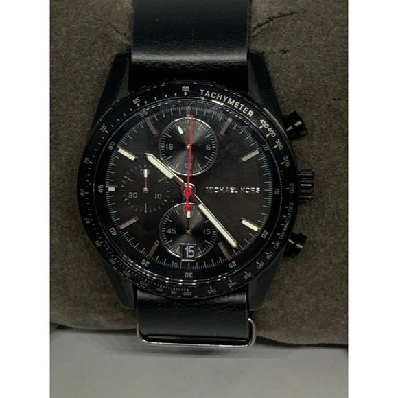 Michael Kors MK8386 Men Black Leather Analog Black main image 5